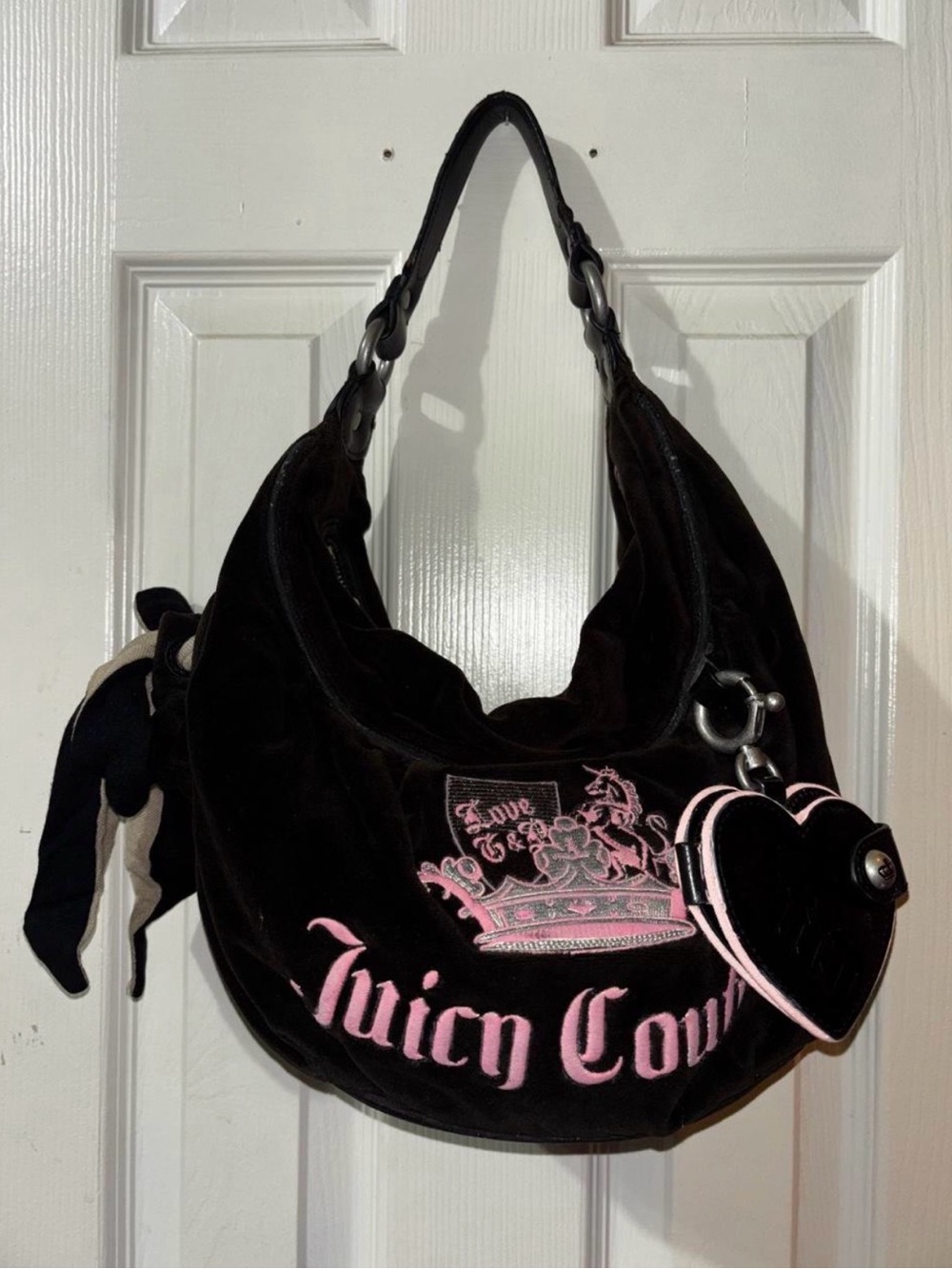 Juicy Couture Daydreamer Brown & Pink Velour Hobo Bag